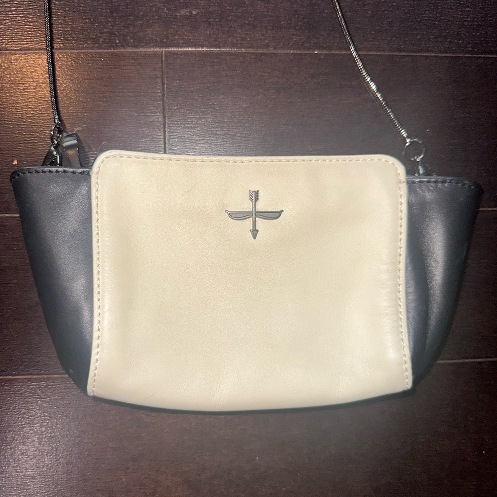Pour La Victoire Black and Cream Crossbody Bag